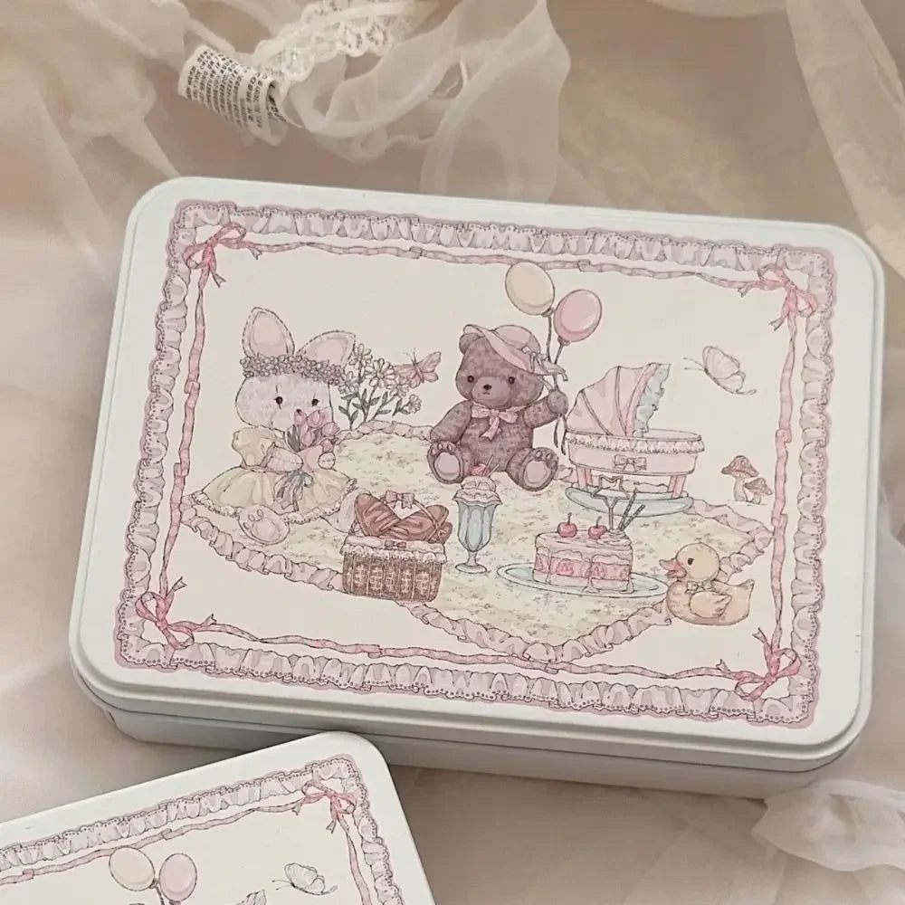 Cartoon Iron Storage Box Big Capacity Small Card Storage Box Desktop Storage School Stationery Kpop Photocards Oasis Select bear2