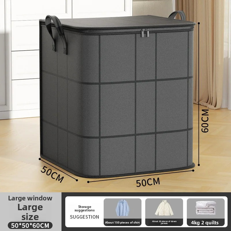 Foldable Clothes Storage Bag Large Capacity Organizer With Handle And Double Zipper For Bedding Moving Travel Under Bed Storage Oasis Select 50x50x60cm