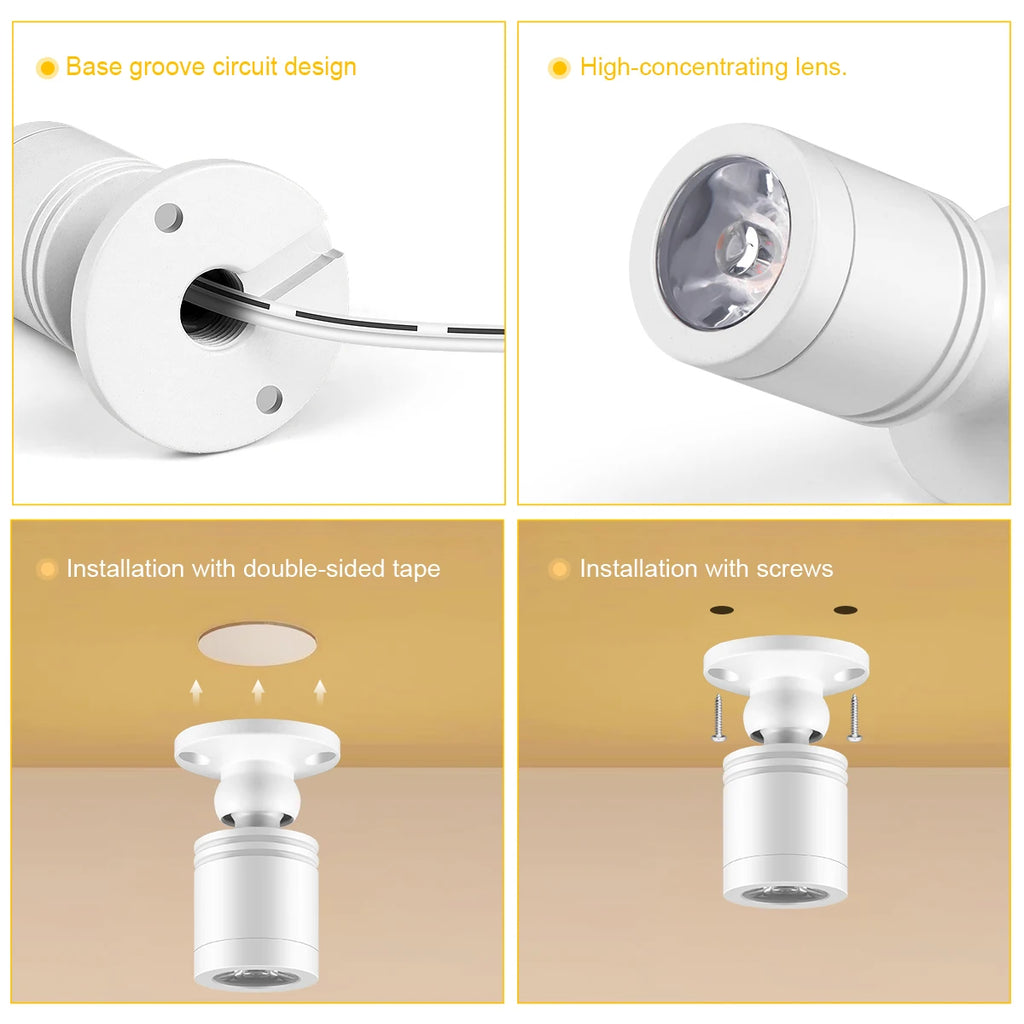 DC12V 3W LED Spotlight 2Pin DuPont Interface, Cabinet Surface Mount Mini Spot Light,for Living room Hotel Mall Ambinet Decor Oasis Select