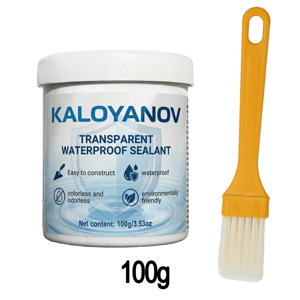 Transparent Waterproof Sealant with Brush Invisible Anti-Leak Agent Repair Coating Glue for Bathroom Roof Wall Window Tile Paste Oasis Select 100g-1PC