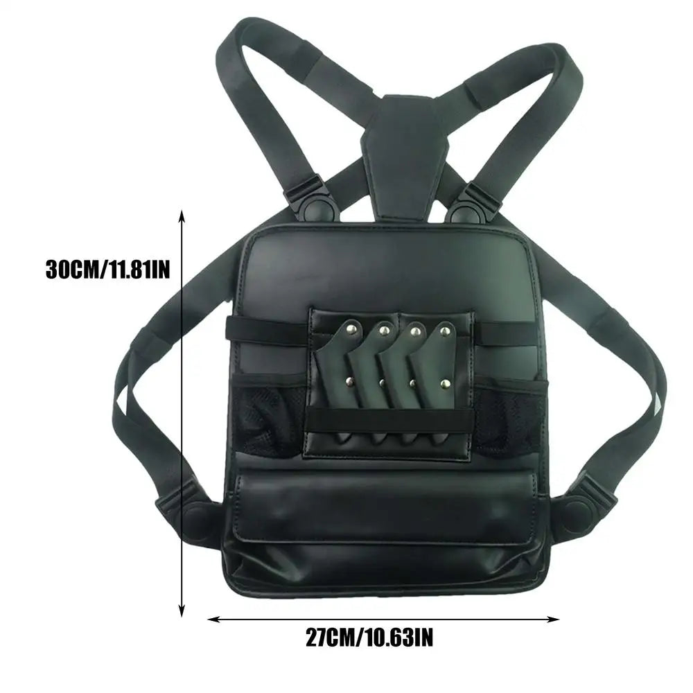 Clipper Bag PU Leather Backpack Chest Haircut Accessories Organizer Bag for Scissor Comb Storage Grooming Haircut Shop Oasis Select China Mainland Black