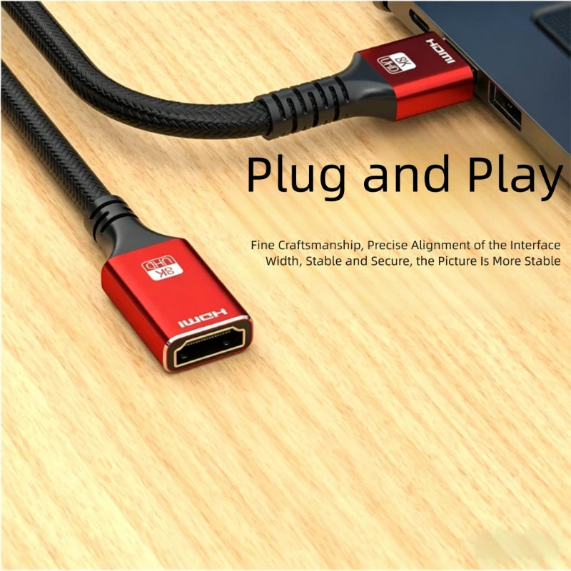 48Gbps HDMI-compatible Cable 8K 60Hz Male to Female HDR HDMI-compatible 2.1 Cable 4K 120Hz HDR 3D Effect Video Cable for PC Oasis Select