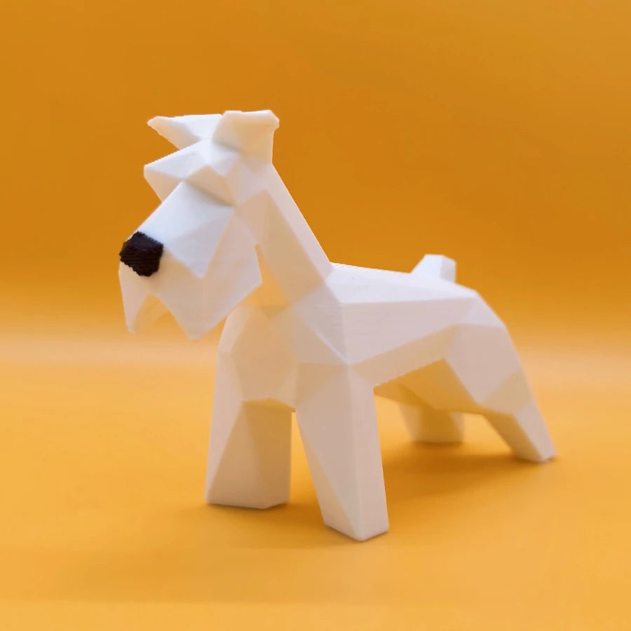 3D Printed Low Poly Dog Figurine Set Geometric Animal Statue Desk Decor Cute Gift for Dog Lovers Modern Geometric Dog Decor Oasis Select Schnauzer