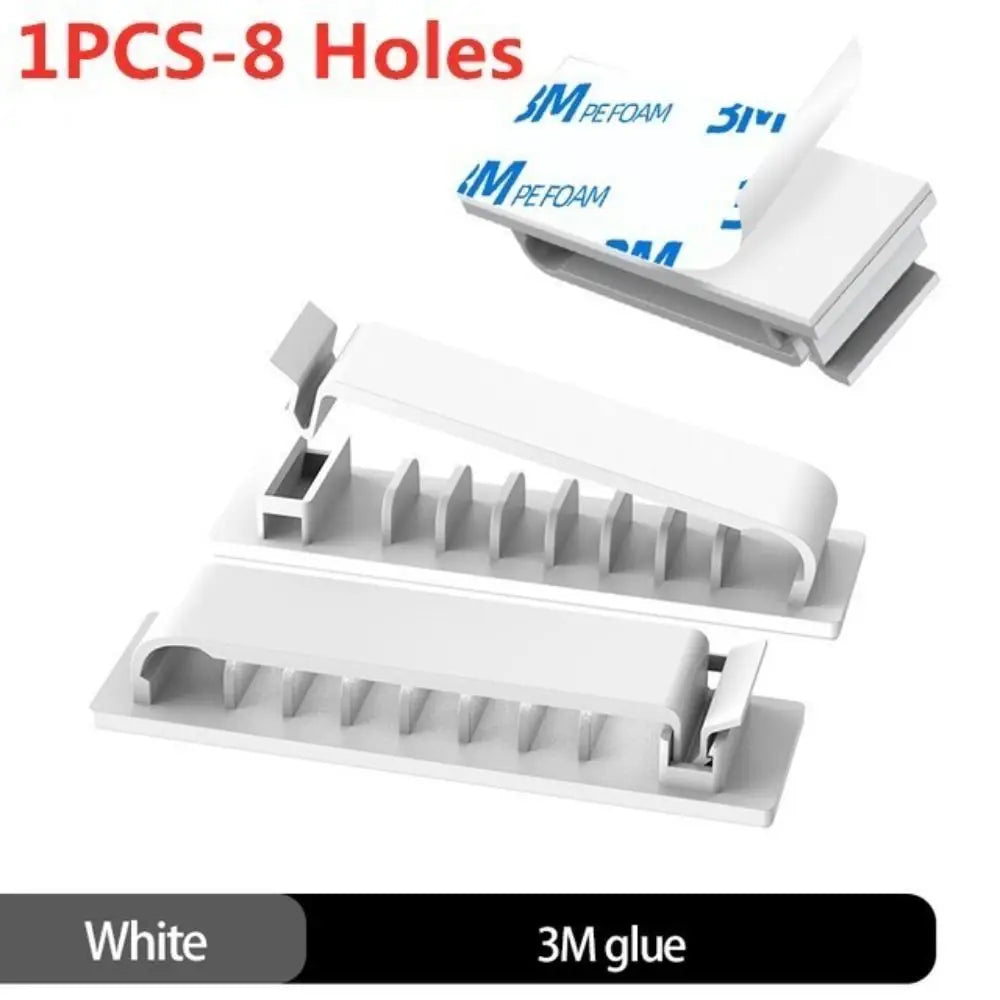 Clips Self Adhesive Car Cord Clip Wire Holder Harness Clamp Cable Clamp Cable Organizer Wire Organizer Flexible Cable Winder Oasis Select white-A 8hole