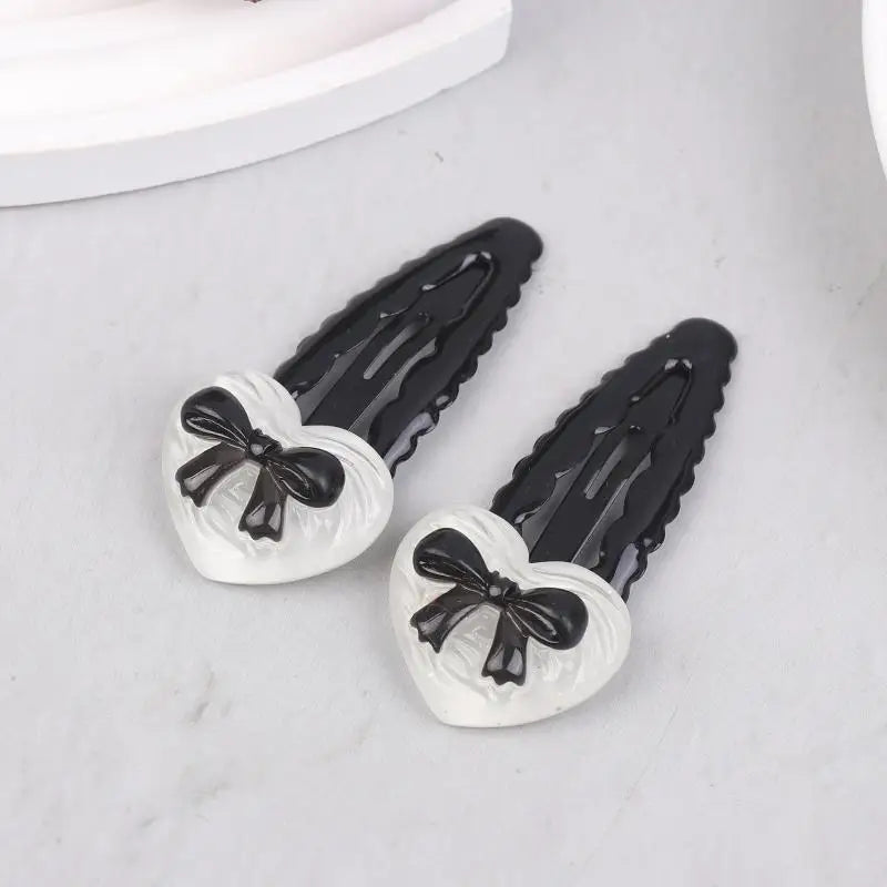 Bowknot Heart BB Hair Clips Non-Slip Cute Set of 2/6 Pcs Hair Clip Set Oasis Select 2pcs