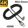 4K mini HDMI Cable 4K60HZ 0.5-2.4M mini HDMI-Compatible TO HDMI Coiled Extension Flexible Spiral Cable 4k MinihHDMI Cable Oasis Select Down