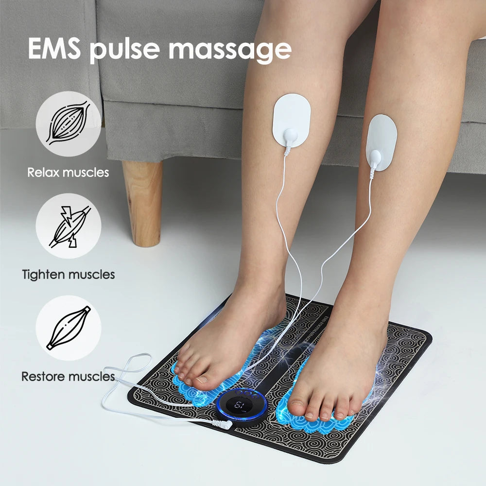 EMS Electric Foot Massager Mat – 8 Modes & Remote Control
