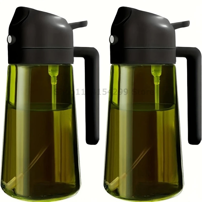 2-in-1 Oil Sprayer Dispenser Olive Oil Dispenser Oil Spray Bottle Plastic Spray Bottle for Cooking Air Fryer BBQ Baking Salad Oasis Select 2pcs Black