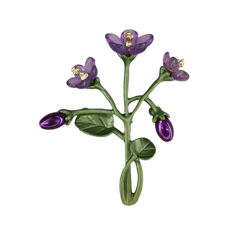 Flower Bud Branch Brooch Leaf Decor Floral Pin Retro Elegant Clothing Accessory For Coat Scarf Suit Daily Matching Jewelry Gift Oasis Select