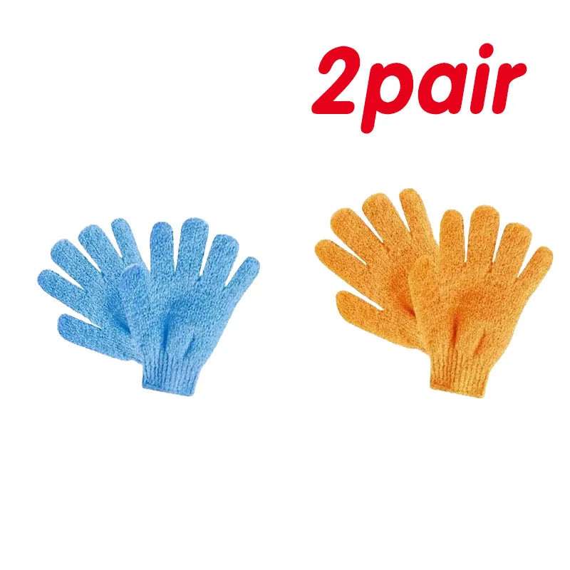 1 2pair Five Fingers Bath Gloves Household Shower Scrub Body Wash