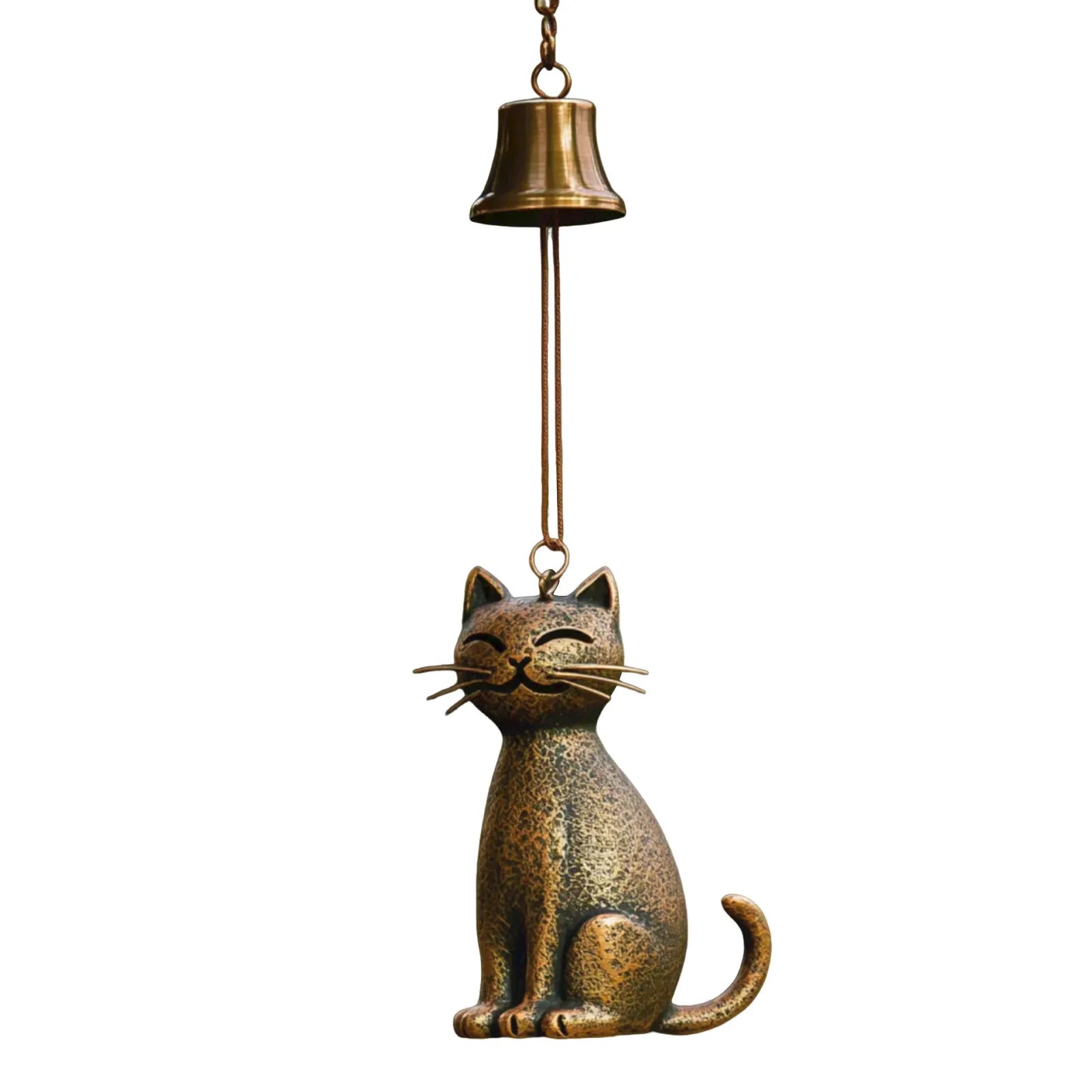Metal Cat Wind Chime – Outdoor Garden Décor Gift for Cat Lovers Garden Wind Chime Oasis Select B One Size