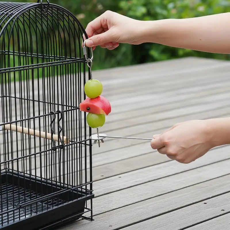 Stainless Steel Parrot Fruit & Veggie Feeding Fork | Bird Cage
