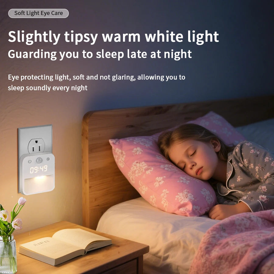 Motion Sensor LED Night Light with Clock Display – 3 Modes Motion Sensor Night Light Oasis Select