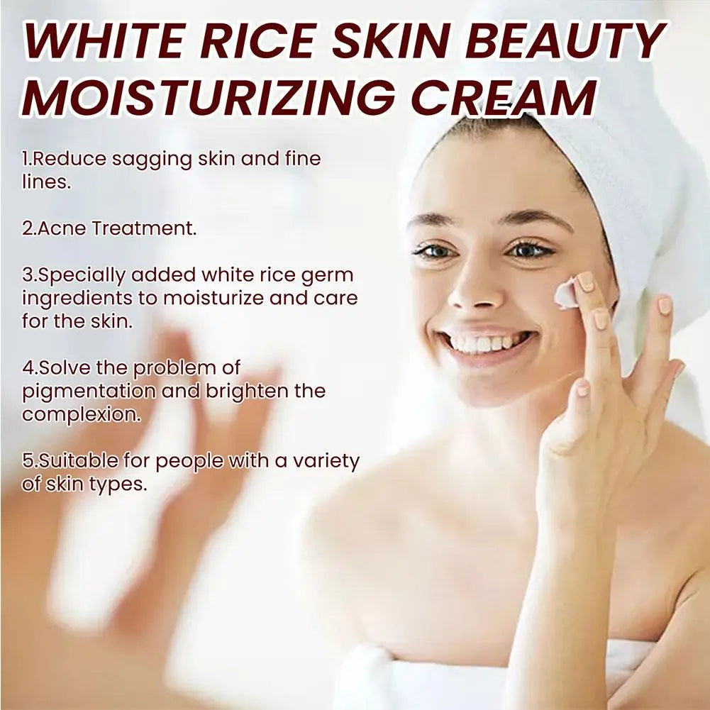 1/2/3PCs Rice Cream For Face White Rice Essence Brightening Moisturizing Cream Lightweight Moisturizer Face Cream Smooth Lines Oasis Select