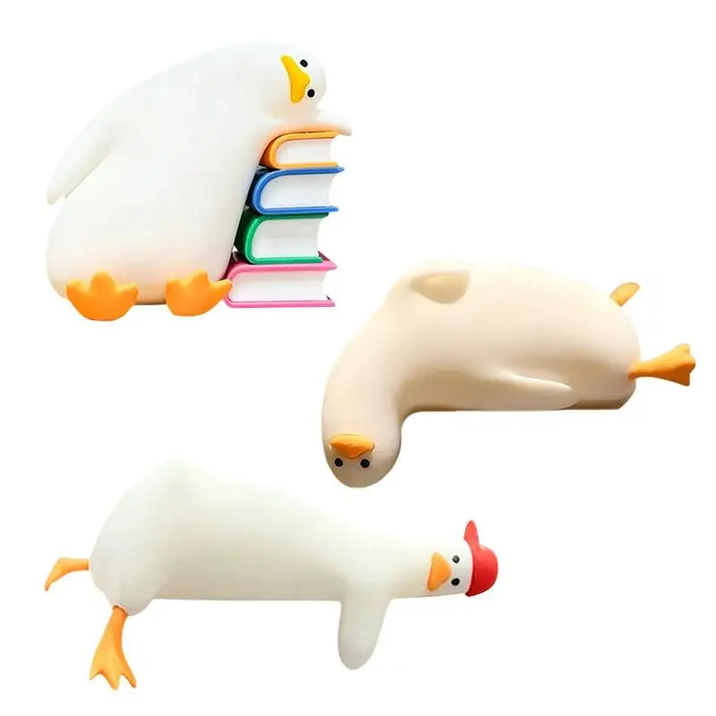 Adorable Cute Duck Bookend Decorative Non-Skid Resin Book Holder for Kids Bedroom Bookshelf Creative Gift for Bookworms Oasis Select