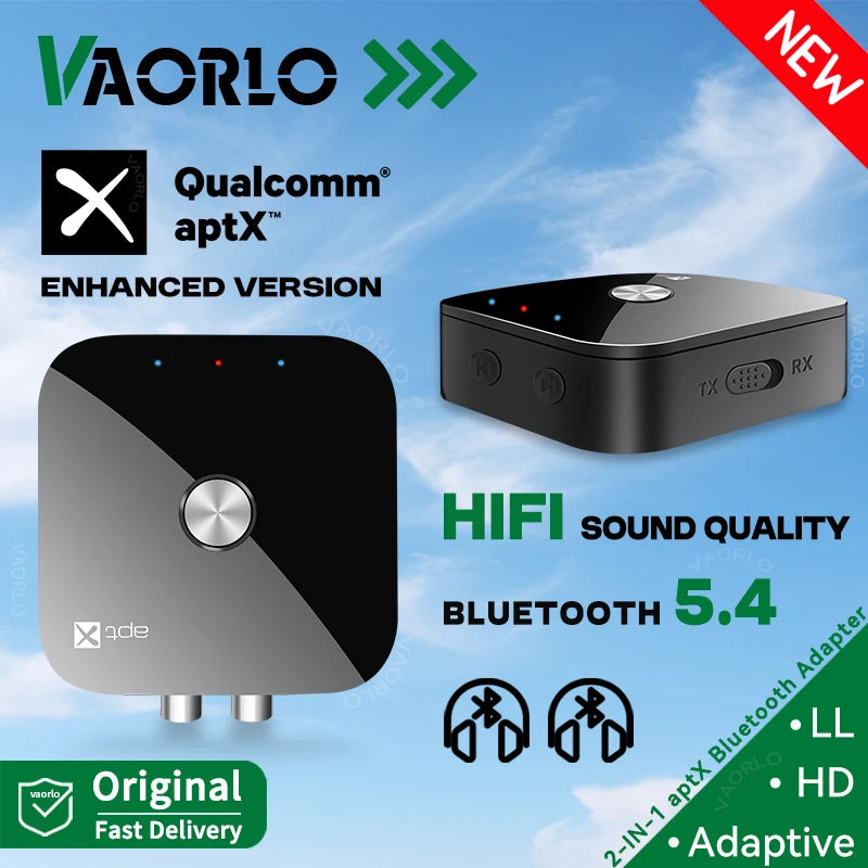 Bluetooth 5.4 Audio Transmitter Receiver aptX-Adaptive/HD/LL 3.5MM AUX RCA 2 in 1 Multipoint Wireless Adapter Hifi Stereo Music Oasis Select