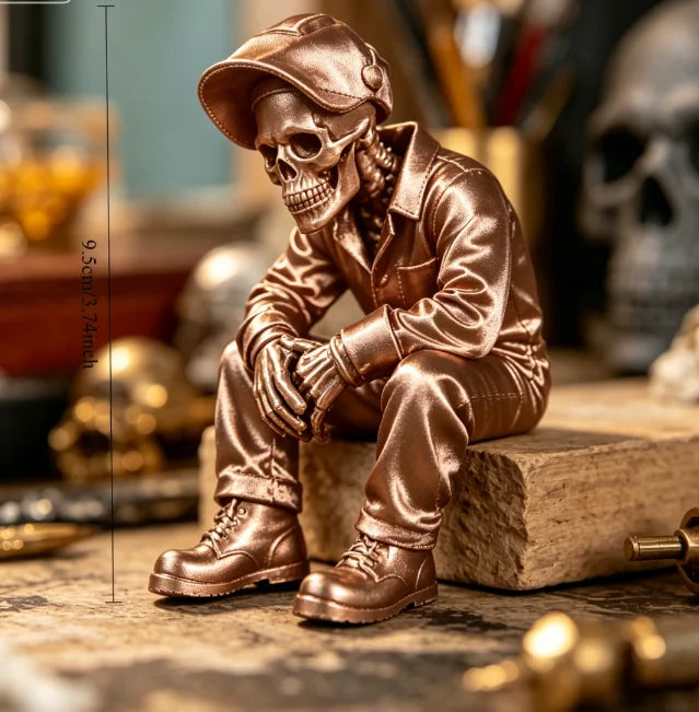 Skeleton Electric Welding Worker Figurine Gothic Style Edge Sitter Statue Skull Ornament for Home Office DeskShelf Display Decor Oasis Select Bronze workers 9.5x7x6.1cm