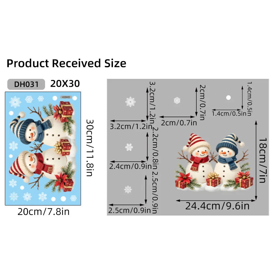 2026 Christmas New Santa Claus Snowman Spanish and German Holiday Greetings Window Display Static Window Stickers Oasis Select DH031