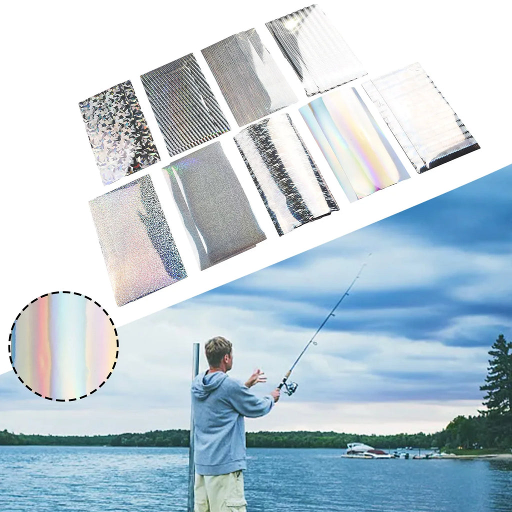 18PC Fish Scale Lure Tapes 20x10cm Flasher Dodger Baits Lure Making Fly Reflective Holographic Fishing Sticker For DIY Fish Skin Oasis Select