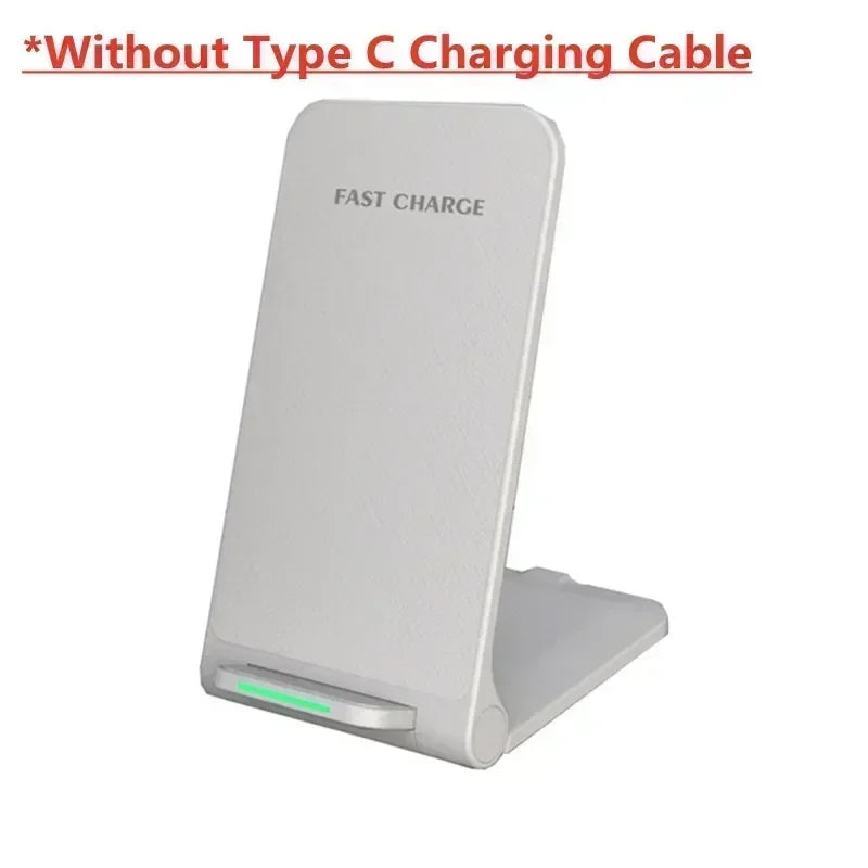 15W Wireless Charger Foldable Charger Station For iPhone 16-12 Pro Max & Samsung S24/S23 & Xiaomi Desktop Stand Oasis Select White NO Cable
