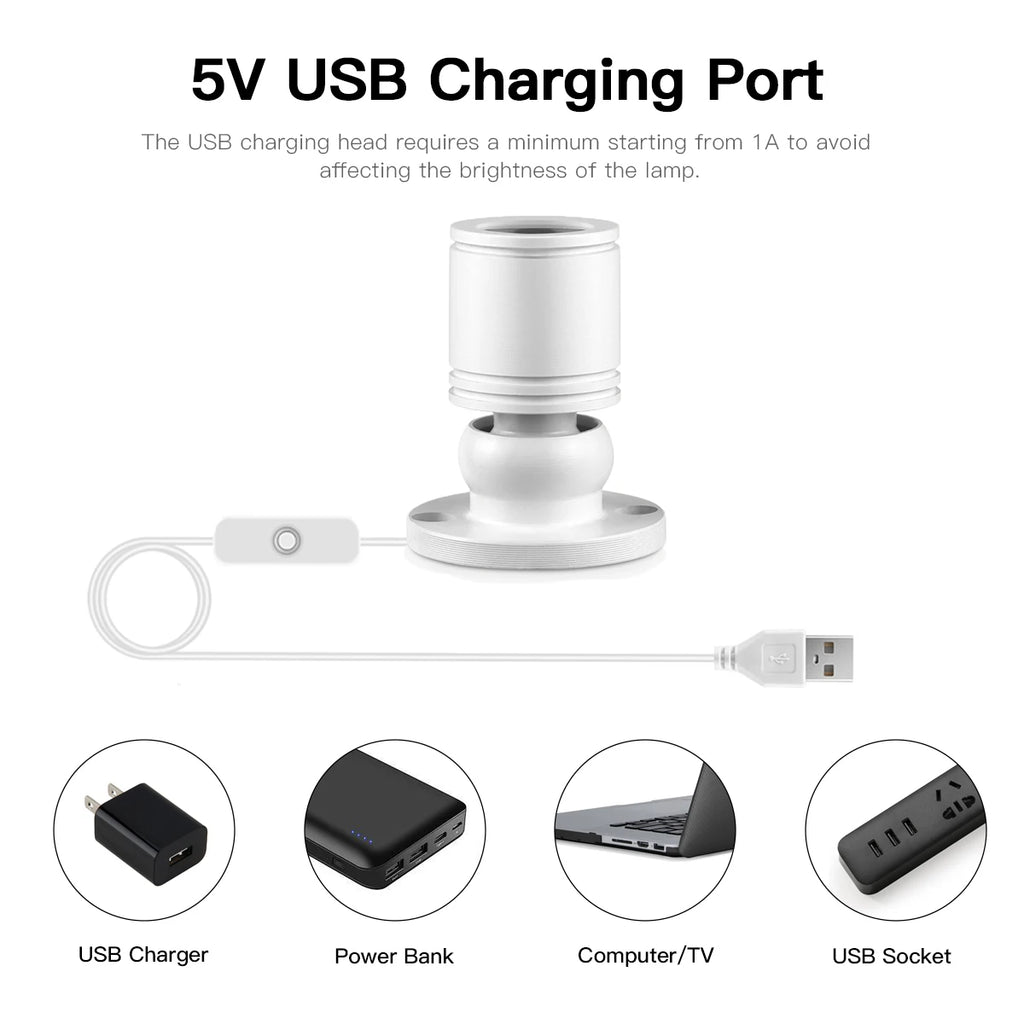 5V LED Spotlight 1W High Quality Aluminum Shell Ceiling Wall Lamp for Living Room Cabinet,USB Ports for Power Bank/Computer/TV Oasis Select