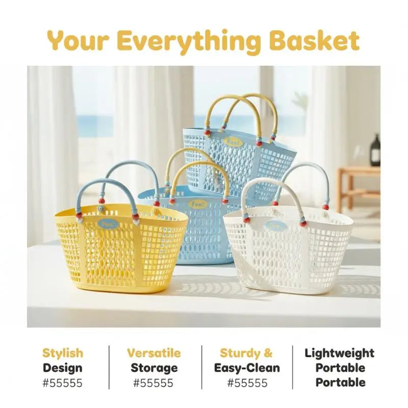 Bohemian Style Waterproof Bath Basket Drainable Bathroom Toiletries Storage Light Hollow Out Storage Basket Vegetable Organizer Oasis Select