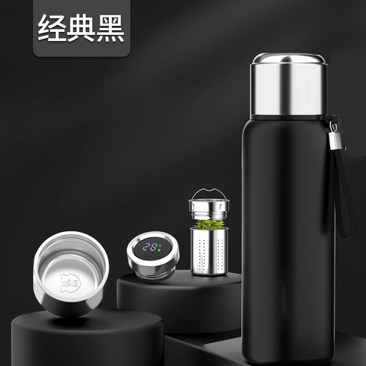 Stainless Steel Smart All-Steel Vacuum Cup Large Capacity Tea and Water Separation Portable Outdoor Sports Bottle Thermos Oasis Select Temperature display 1 1200ml