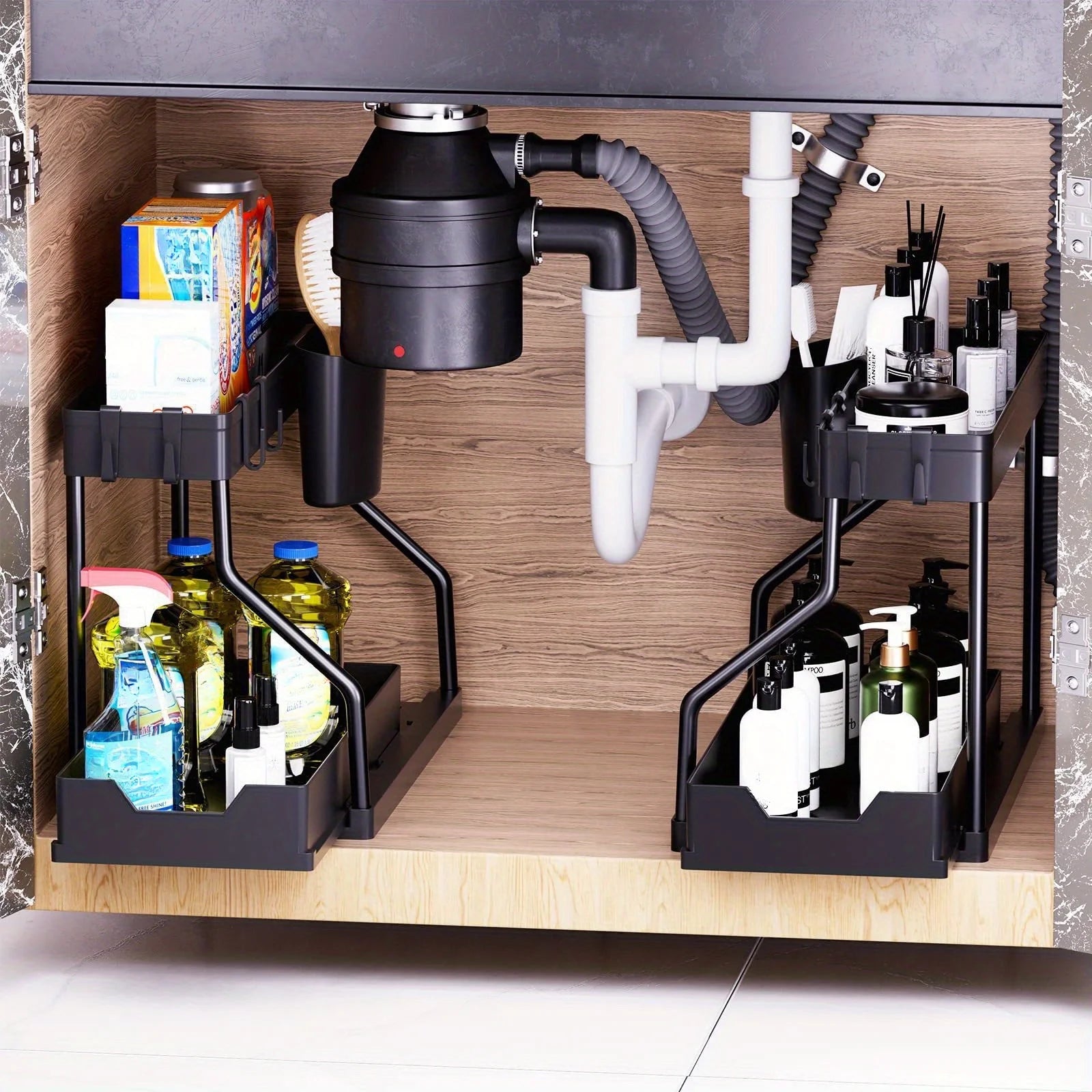 Multi-layer Pull-out Finishing Seasoning Household Kitchen Rack Bathroom Sink Layered Sundries Storage Rack Oasis Select