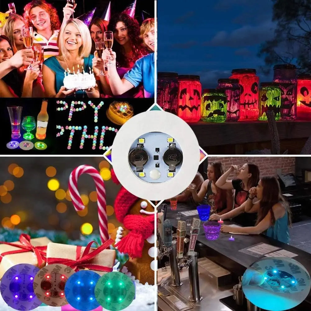 1-200PCS LED Coaster Lights Colorful Glowing Wine Bottle Stickers Bar Wedding Party Lighting Glowing Wine Bottle Stickers Oasis Select