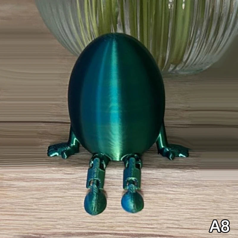 Articulated Bunny Egg Figurine Easter Decoration Movable Leg Joint Egg Statue Home Office Desktop Ornament And Gift Oasis Select A8