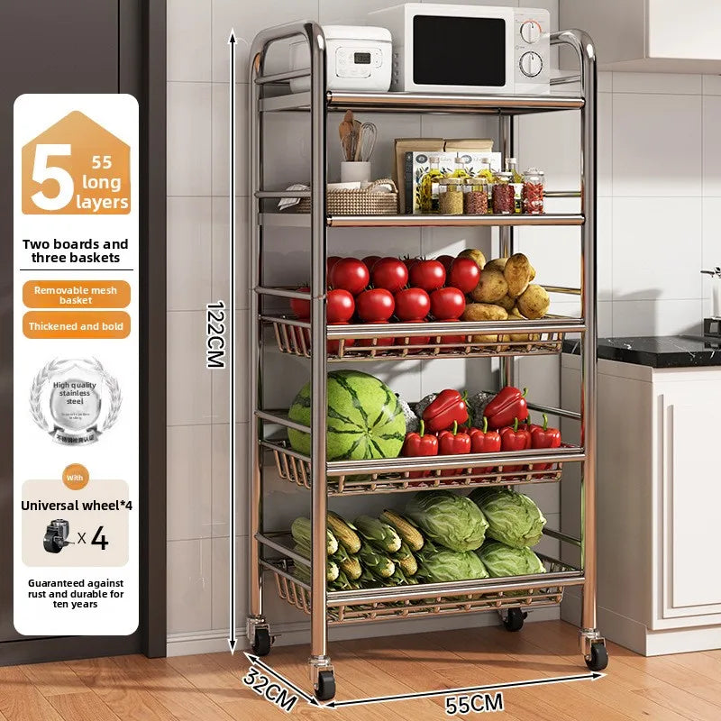 Kitchen vegetable basket rack floor-to-ceiling multi-layer stainless steel shelf new multi-functional kitchen utensils storage Oasis Select 16