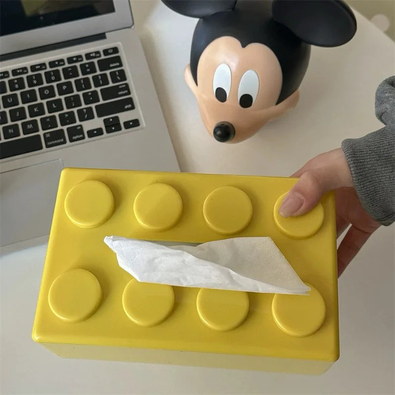 Cartoon Building Block Tissue Box | Fun Plastic Napkin Holder