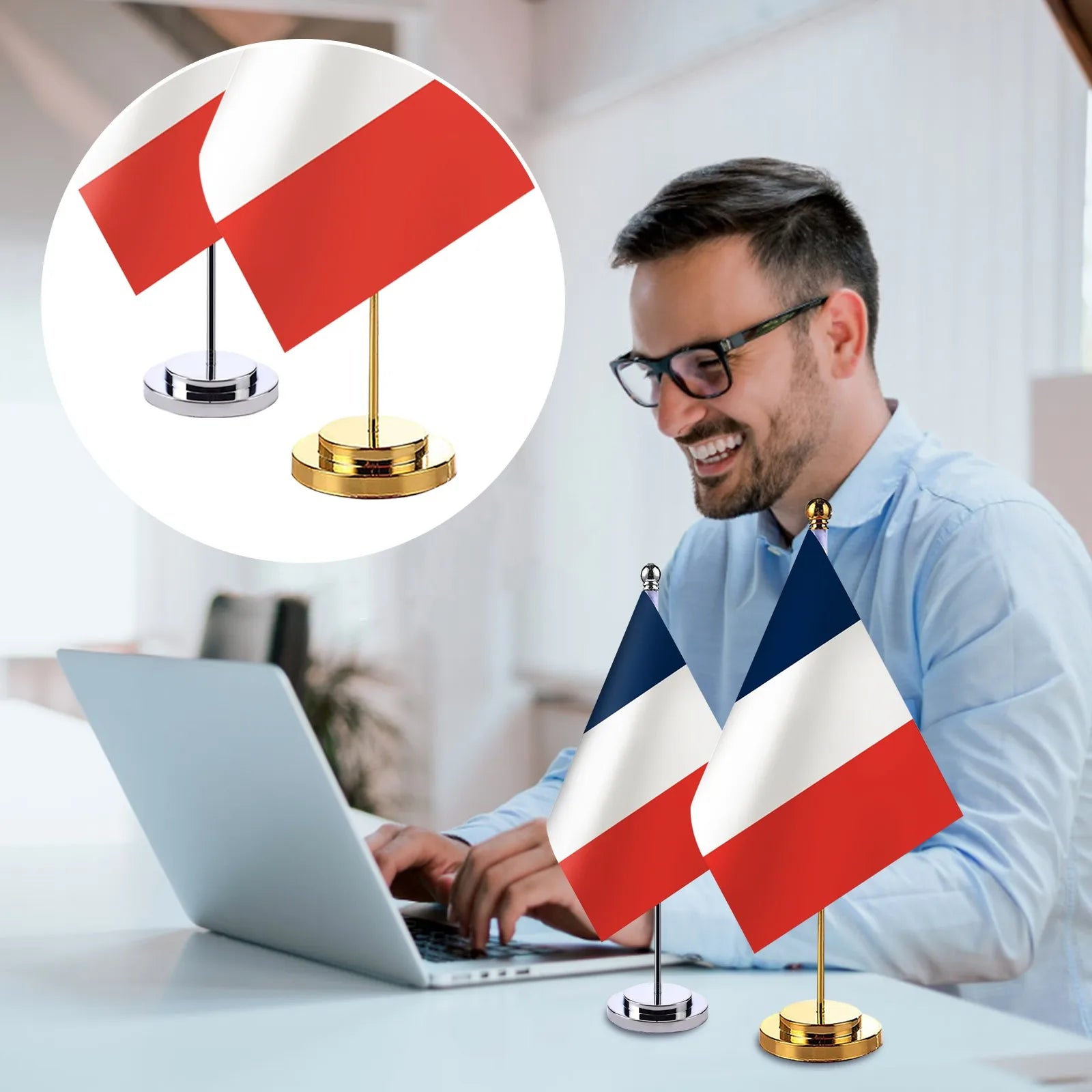 French Flag Table Stand – 14x21cm Desk Flag of France Desk Table Flag Oasis Select