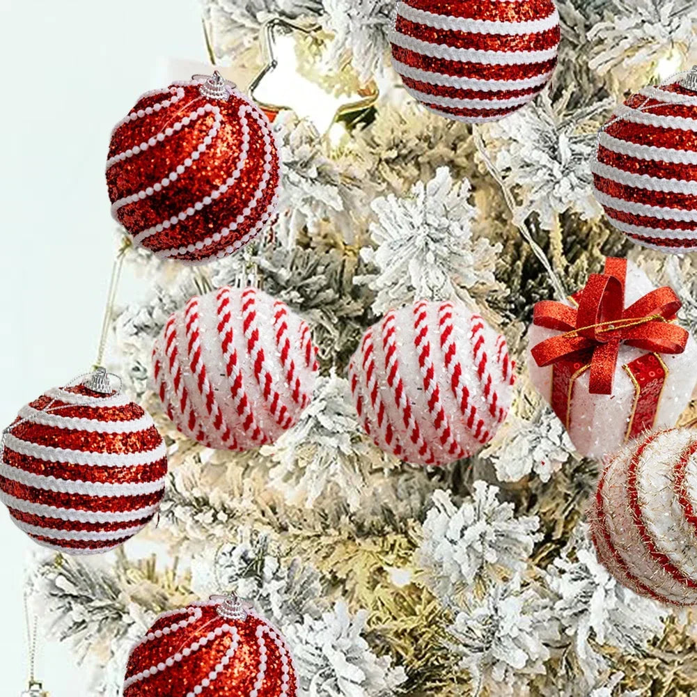 6 foam ball ornaments for Christmas tree decoration red white colors holiday party lightweight with hanging rope 8 cm Oasis Select China Mainland
