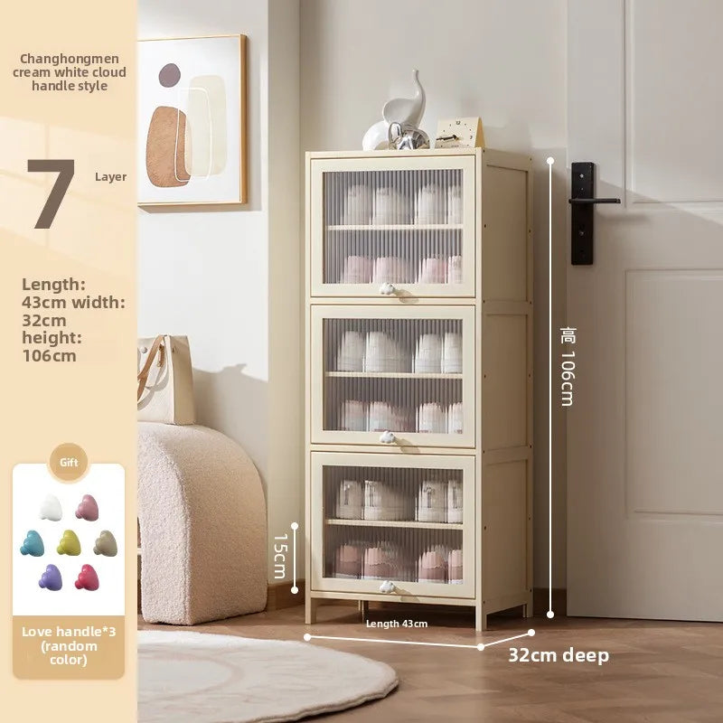 Cream Wind Dopamine Shoe Cabinet Household Simple Door Multi-layer