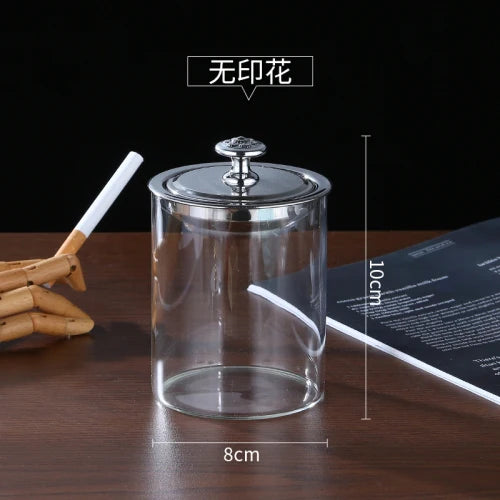 Innovative stainless steel glass ashtray with anti fly ash cover standing ashtray Oasis Select No logo