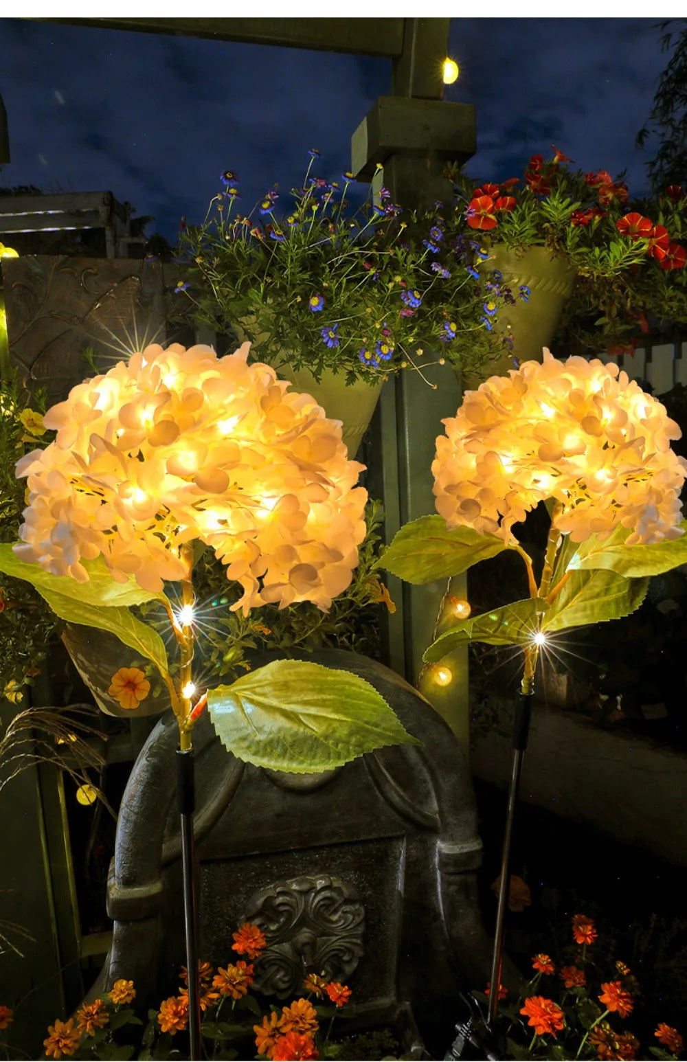 LED Simulation Hydrangea Solar Ground Insert Light Outdoor Waterproof Garden Lawn Light Solar Garden Light Oasis Select