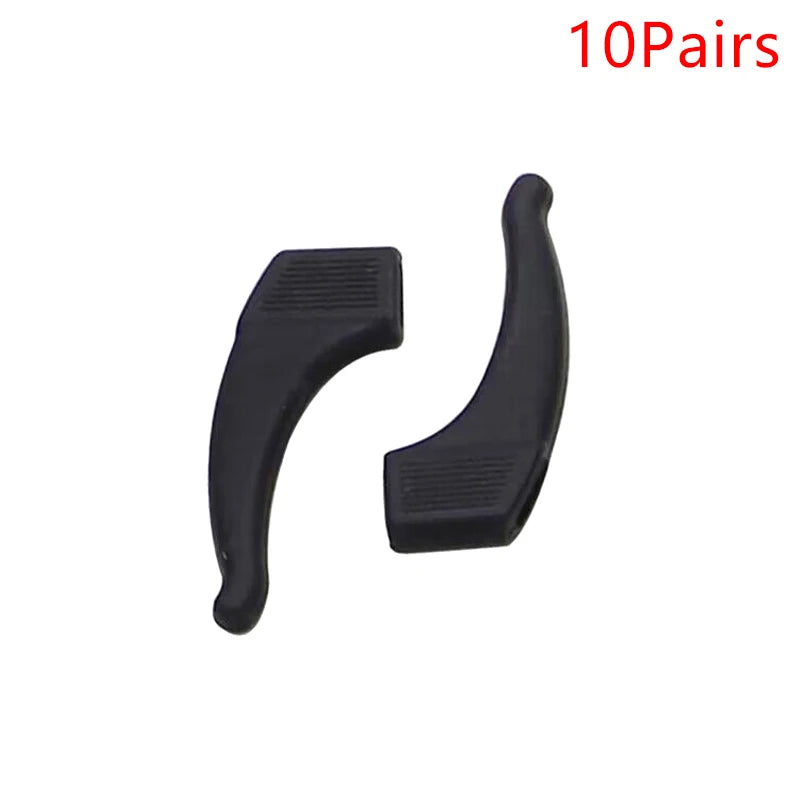 20pcs Anti-slip Silicone Ear Grip Glasses Eyeglasses Leg Ear Hook Stopper Bracket Fastener Accessories Temple Tip Eyewear Holder Oasis Select Black