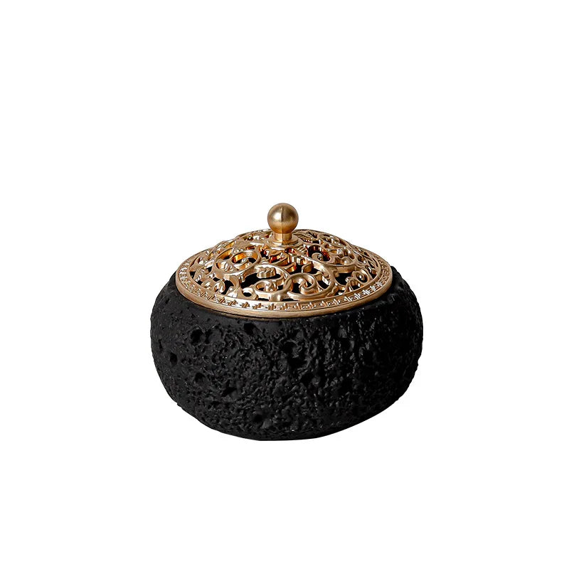 Creativity Carved Cover Incense Burner Three Legged Home Interior Elegant Home Desktop Decoration Fragrance Container Oasis Select