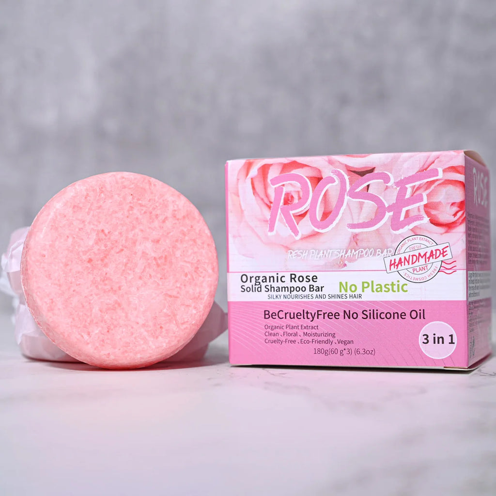 Damascus Rose Solid Shampoo Bar – Moisturizing 3-Pack | 60g
