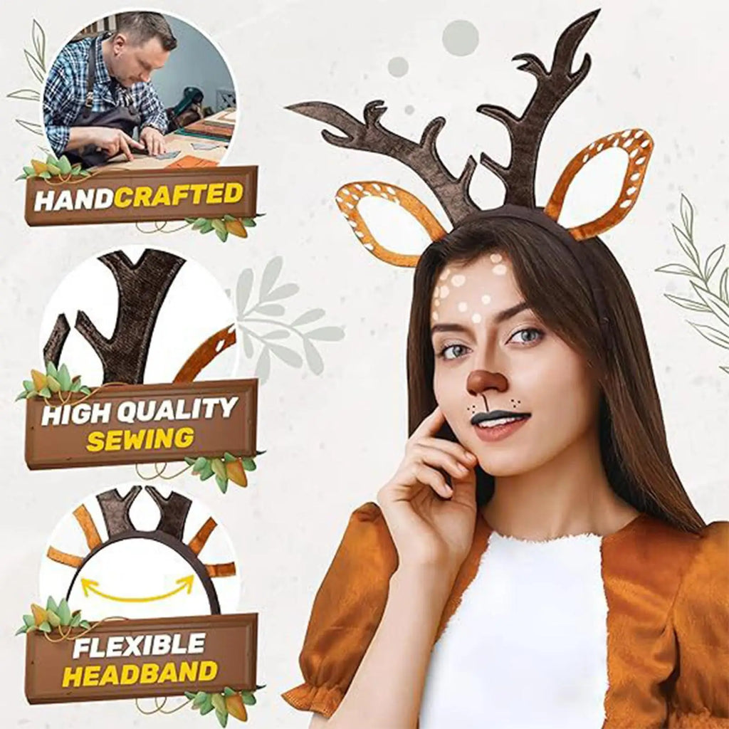 Antlers Headband Christmas Cosplay Headwear Decorative Festive Hairband for Kids Teens Adults Collectors Costume Parties Themed Oasis Select