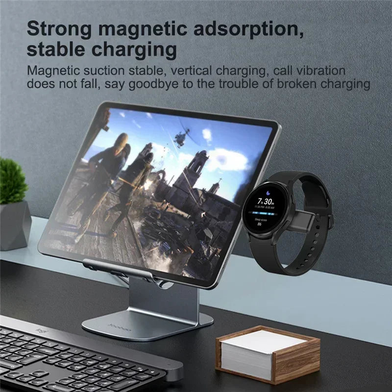 2 In 1 USB Type C Magnetics Watch Wireless Charger for Samsung Watch Galaxy 4 5 6 Active 1/2 Apple IWatch 2-8 SE Charging Stand Oasis Select