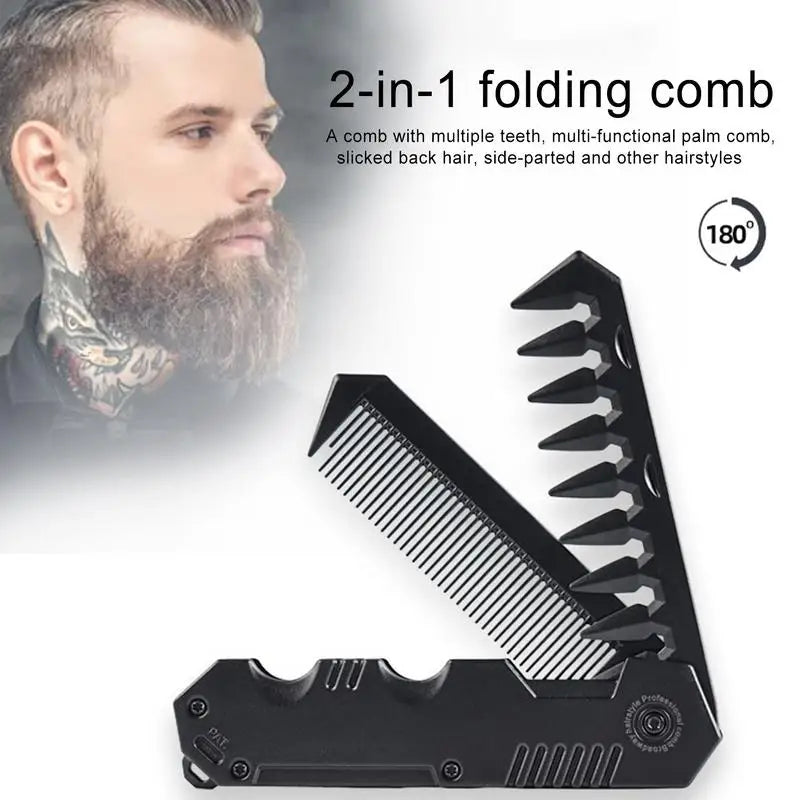 NEW 2in1 travel Portable Folding Comb Barber Clipper Comb Wide Tooth Oil Head Hair Comb Mini Beard Combing Salon Styling Tool Oasis Select