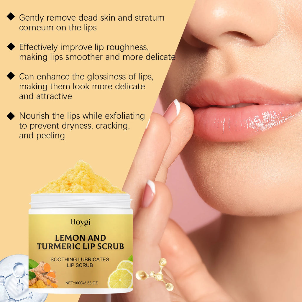 Hoygi Turmeric Lemon Lip Scrub – Exfoliate & Brighten Lips Lip Scrub Oasis Select