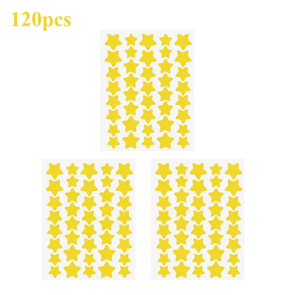 40pcs/120pcs Colorful PE Pimple Patches Cute Star Shaped Pimple Cover Sticker Invisible Pimple Cover Removal Pimple Patch Oasis Select Yellow-120pcs