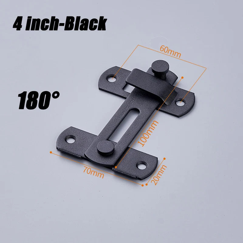 Sliding Barn Door Latch Sliding Right Angle Door Latch Door Bolt Wine Cooler Closet Window Door Latch Plug Baby Safety Latch Oasis Select 4inch-Black 180 3PCS