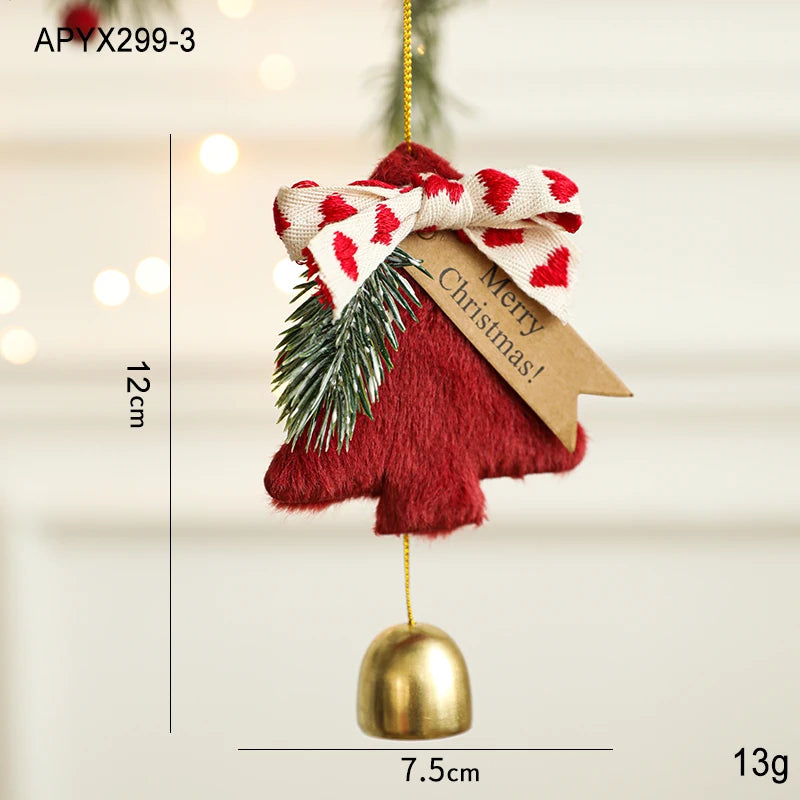 Christmas Door Car Decoration Christmas Tree Red Velvet Bow Bell Small Pendant Decoration Props Oasis Select 7