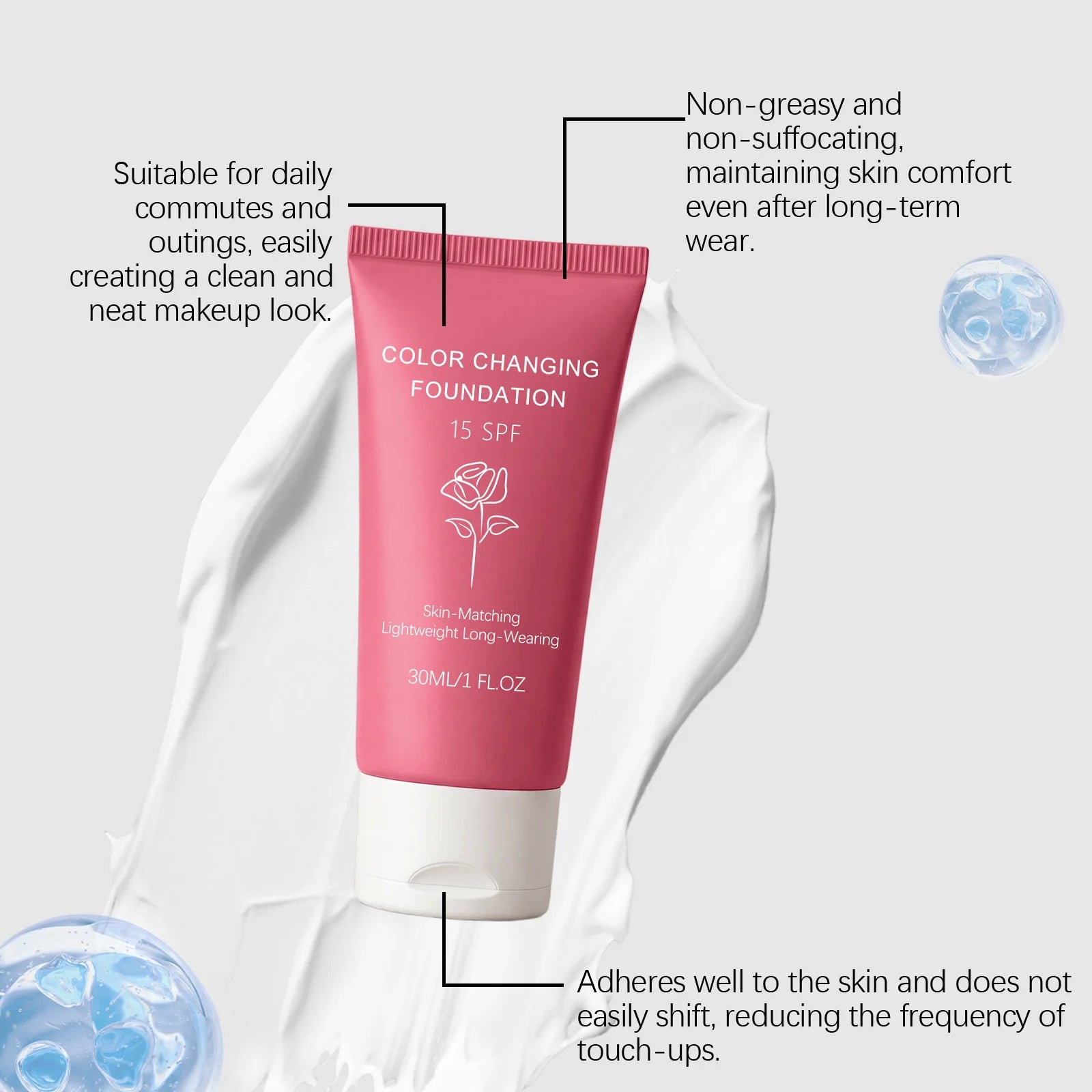 Color Changing Foundation SPF 15 | Hydrating Natural Coverage Foundation Lotion SPF Oasis Select
