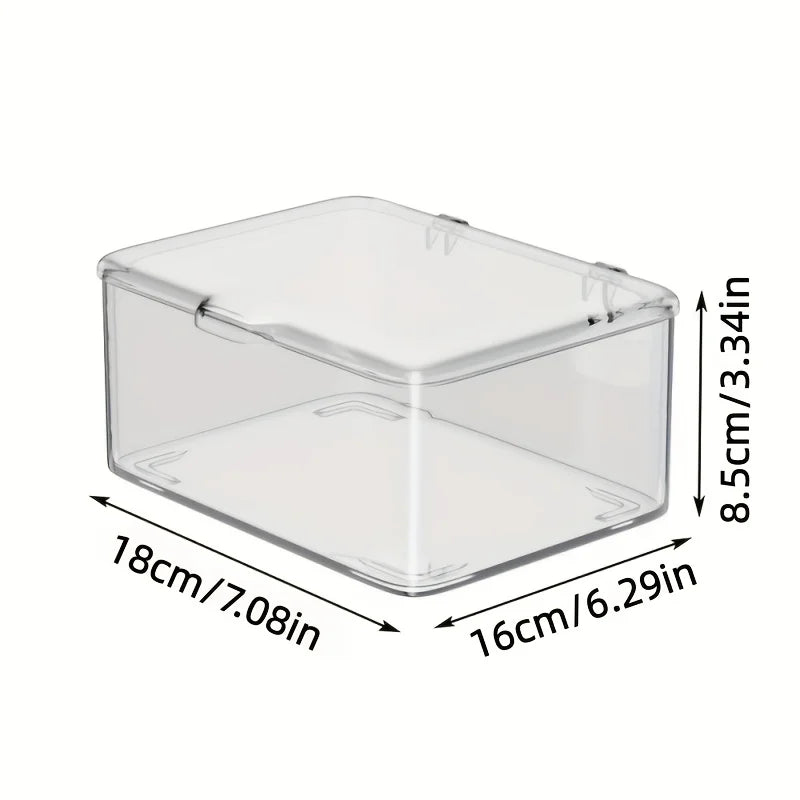 Flip Top Storage Box,Large Capacity Transparent Organizer for Medicine Cosmetics Jewelry,Desktop Dustproof Container Storage Box Oasis Select