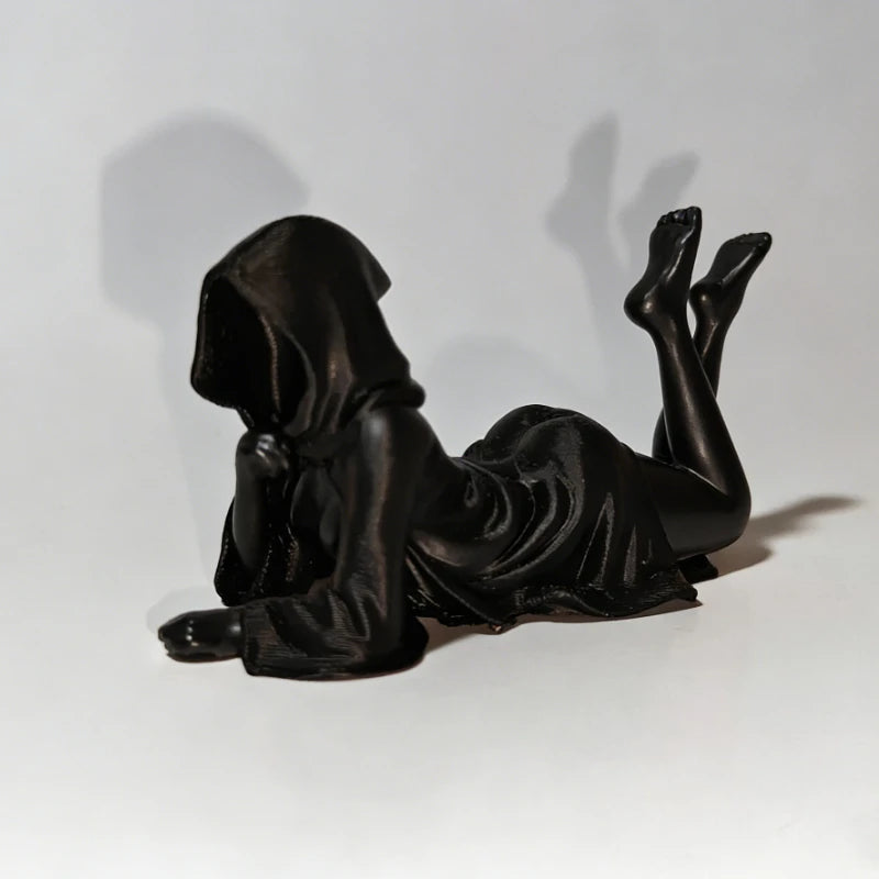 3D Printed Mysterious Hooded Girl Statue Gothic Dark Style Figurine Fantasy Art Ornament for Desktop Bookshelf Collectible Gift Oasis Select
